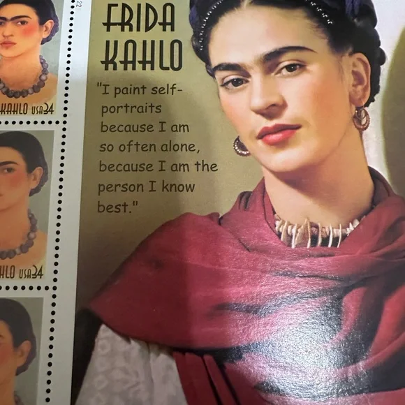 USPS Stamps Frida Kahlo One sheet of 20, 34-cent, stamps of Frida Kahlo.2001.